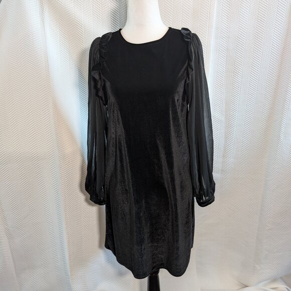 Molly Bracken Black Velvet Dress Sheer Puff Sleeves Size XS - S Whimsigoth - Picture 2 of 14